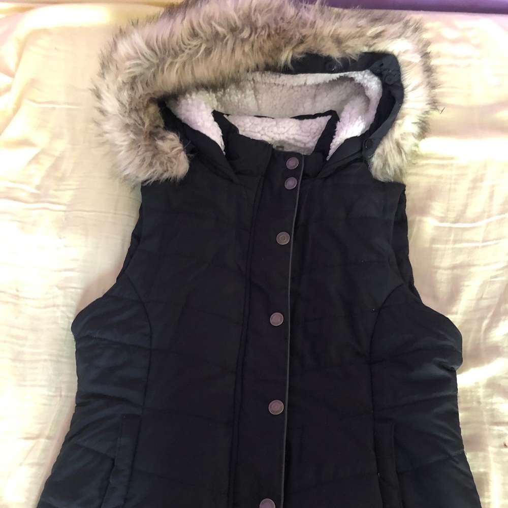 Sherpa vest with fluffy hoodie